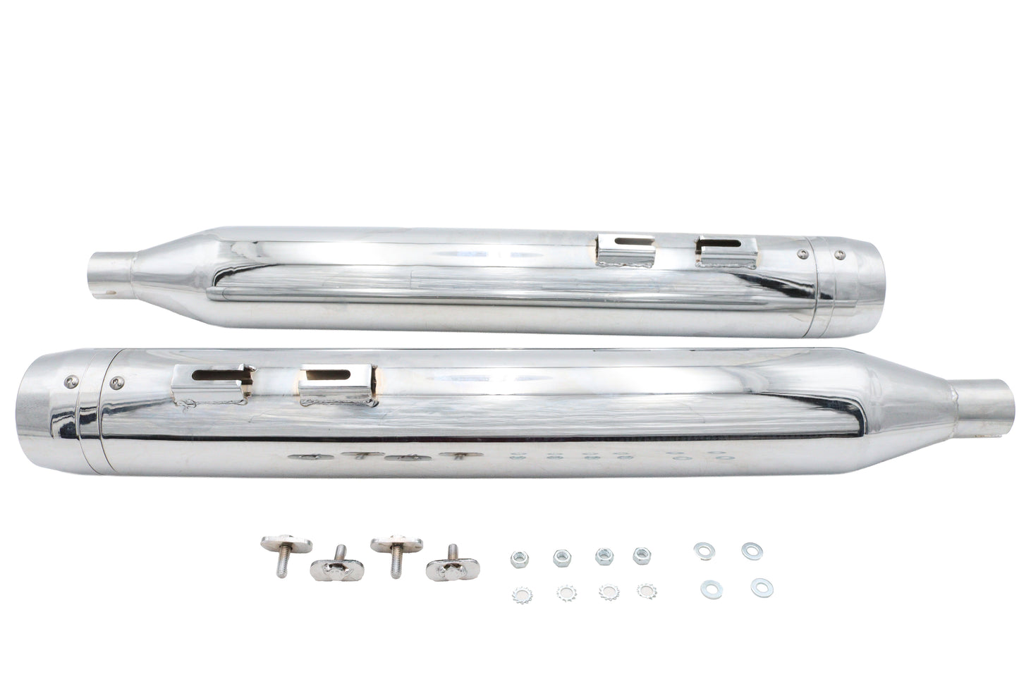 HARLEY Wyatt Gatling Schalldämpfer-Set Chrom mit Chrom Rocket Booster Passend für 1995-2016 FLT,