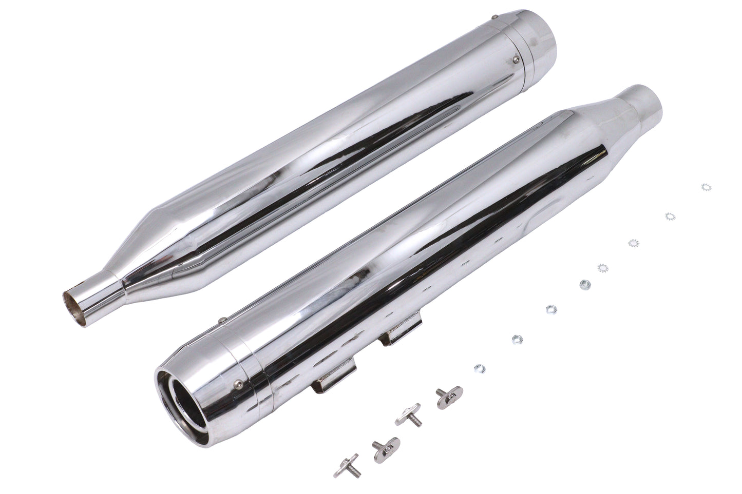 HARLEY Wyatt Gatling Schalldämpfer-Set Chrom mit Chrom Rocket Booster Passend für 2017-UP FLT,