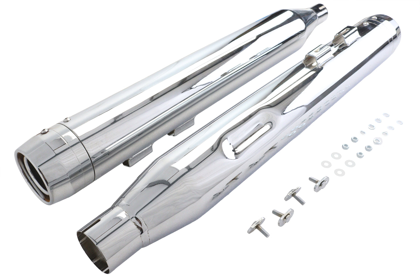 HARLEY Wyatt Gatling Schalldämpfer-Set Chrom mit Chrom Rocket Booster Passend für 2017-UP FLT,