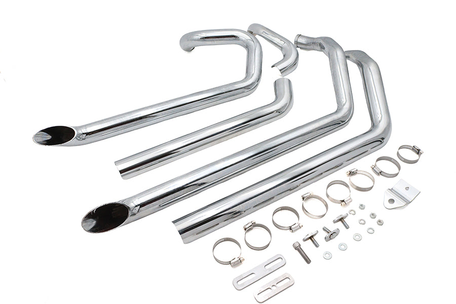 HARLEY Wyatt Gatling FXST Street Fighter Drag Pipe Set Chrom, passend für FXST 1986-2006,