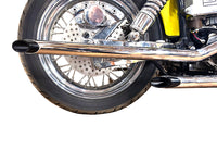 HARLEY MCM Auspuff Drag Pipe Set mit schwarzen Endkappen Passend für 1970–1984 FXE,