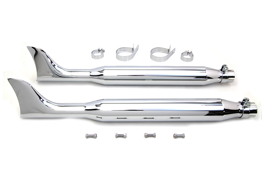 HARLEY Chrom Fishtail Schalldämpfer Kit 30 Zoll Passend für 0- Custom, Anwendung für 1-3/4 Zoll Auspuffrohre" 0-