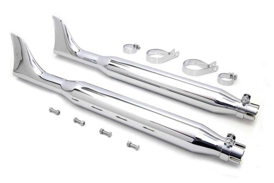HARLEY Chrom Fishtail Schalldämpfer Kit 30 Zoll Passend für 0- Custom, Anwendung für 1-3/4 Zoll Auspuffrohre" 0-