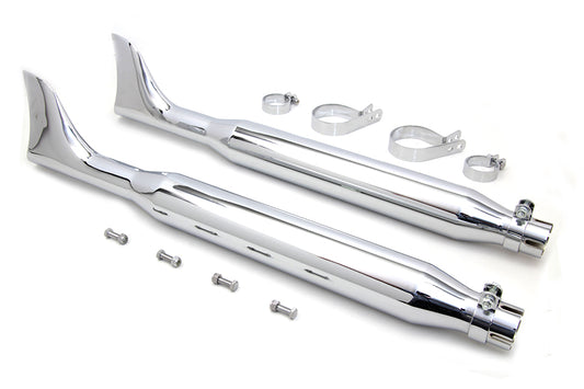 HARLEY Chrome Fishtail Muffler Kit 30 inch Fits 0-  Custom, application for 1-3/4 exhaust pipes" 0-
