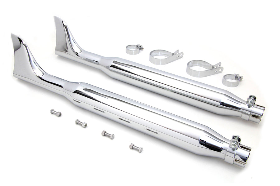 HARLEY Chrom Fishtail Schalldämpfer Kit 30 Zoll Passend für 0- Custom, Anwendung für 1-3/4 Zoll Auspuffrohre" 0-
