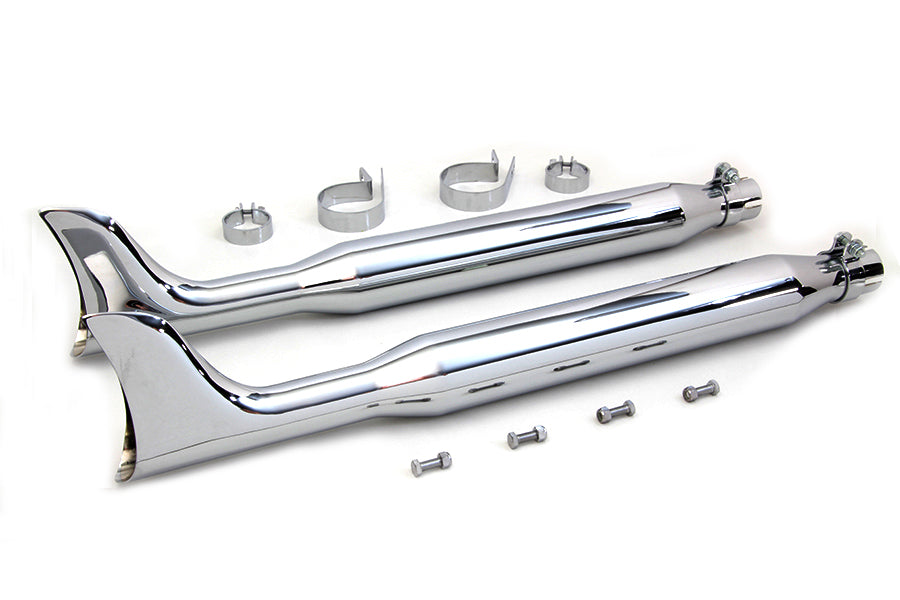 HARLEY Chrom Fishtail Schalldämpfer Kit 30 Zoll Passend für 0- Custom, Anwendung für 1-3/4 Zoll Auspuffrohre" 0-