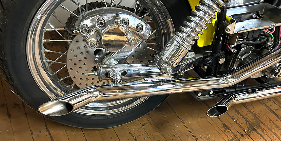 HARLEY MCM FXE Goose Drag Pipe Set Chrom Passend für 1970-1984 FXE,