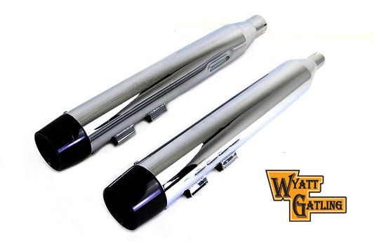 HARLEY Wyatt Gatling Muffler Set Chrome with Black Conical Tip fits 2017-UP FLT,