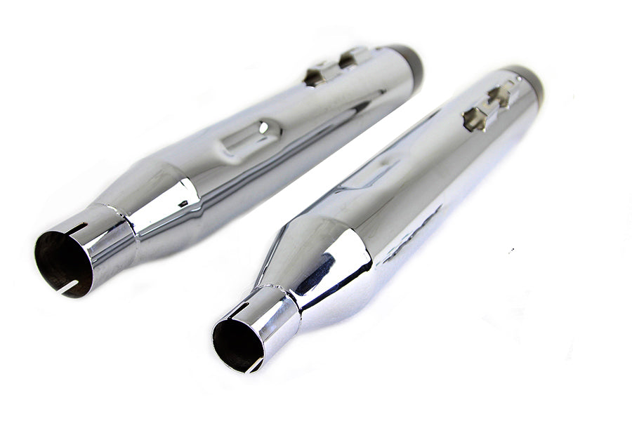 HARLEY Wyatt Gatling Muffler Set Chrome with Black Conical Tip fits 2017-UP FLT,