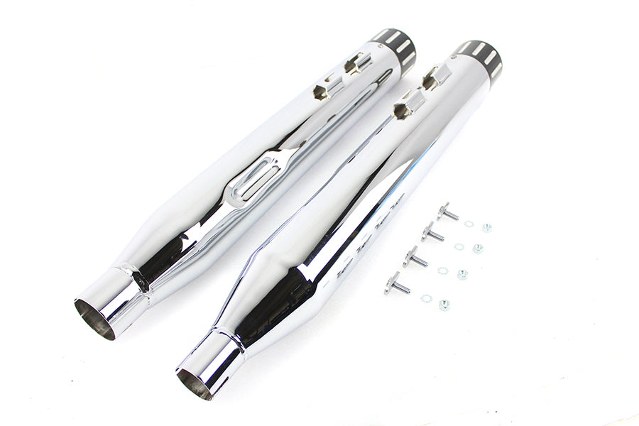 HARLEY Wyatt Gatling Muffler Set Chrome with Black Revolver Tip fits 2017-UP FLT,