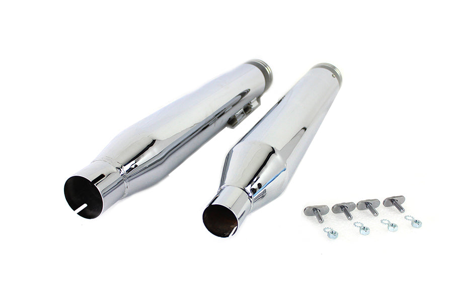 HARLEY Wyatt Gatling Muffler Set Chrome with Black 2 Ring Comet Tip fits 2017-UP FLT,