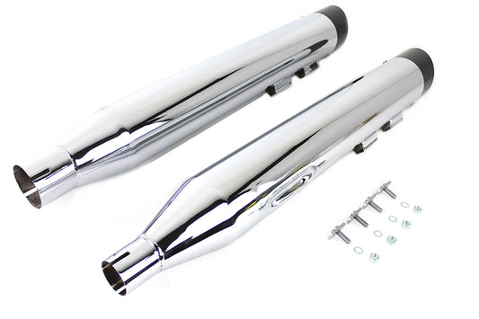 HARLEY Wyatt Gatling Muffler Set Chrome with Black Slash Down Tip fits 2017-UP FLT,