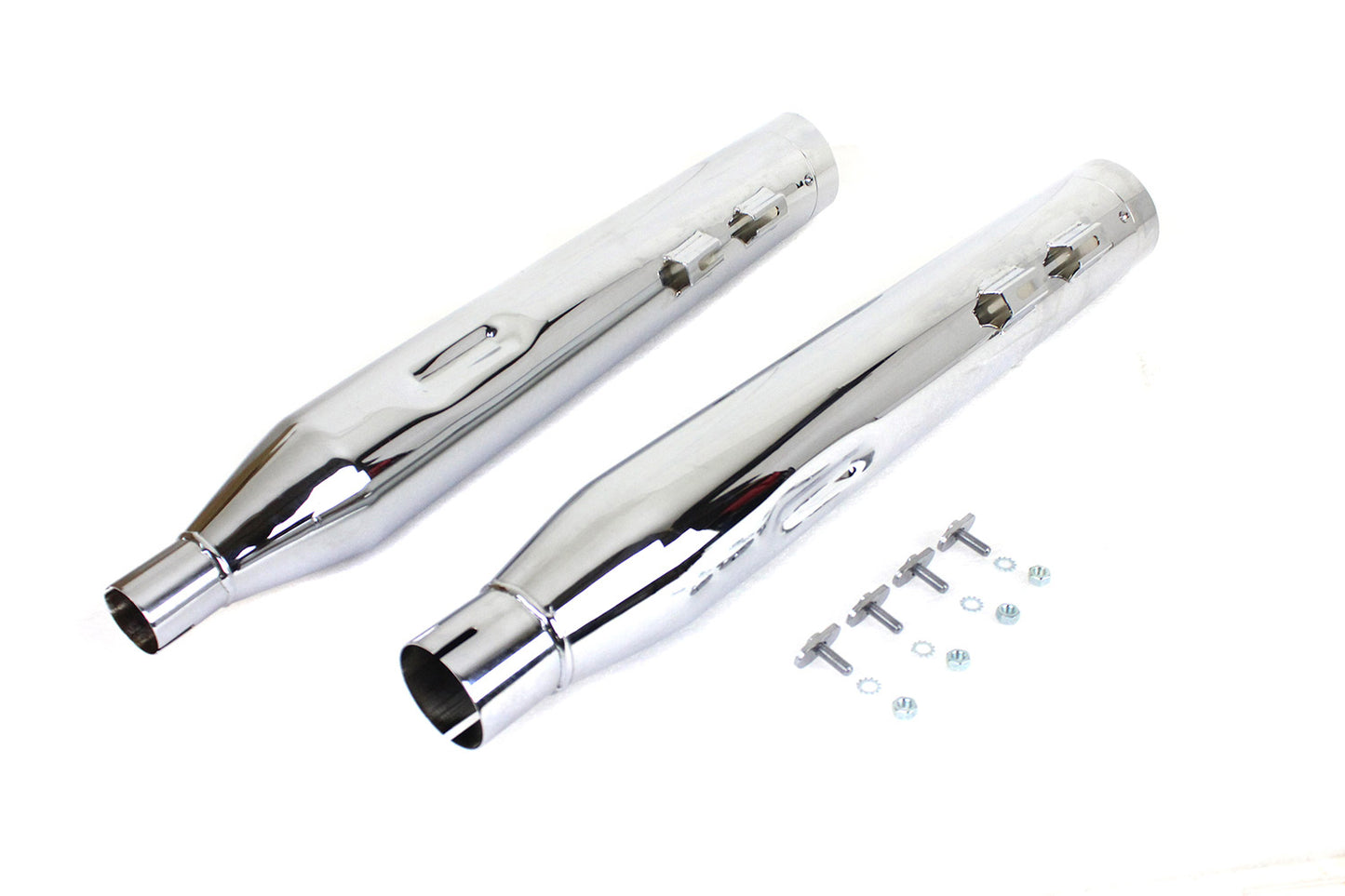 HARLEY Wyatt Gatling Muffler Set Chrome with Chrome Slash Down Tip fits 2017-UP FLT,