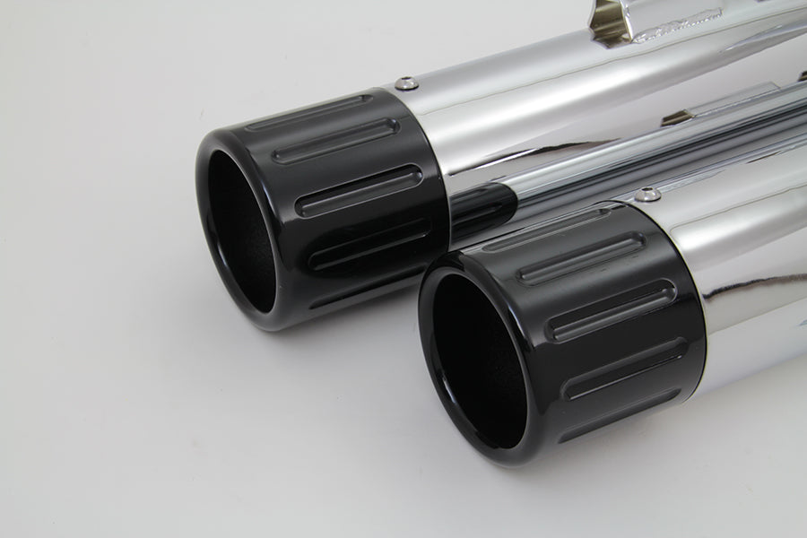 HARLEY Schalldämpfer-Set mit schwarzen Revolver-Endkappen, passend für FLT von 1995-2016,