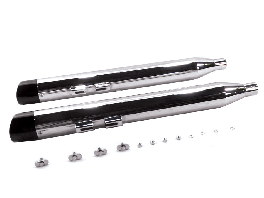 Harley Chrom-Schalldämpfer-Set mit Slash Cut Endkappen passend für 1995–2016 FLT,