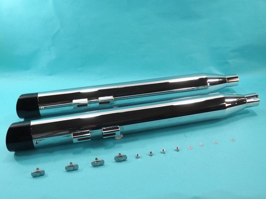 Harley Chrom-Schalldämpfer-Set mit Slash Cut Endkappen passend für 1995–2016 FLT,