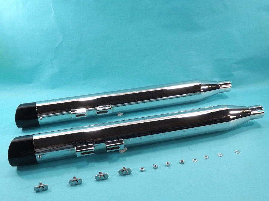 Harley Chrom-Schalldämpfer-Set mit Slash Cut Endkappen passend für 1995–2016 FLT,