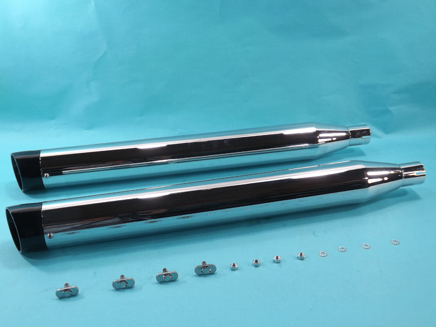 Harley Chrom-Schalldämpfer-Set mit Slash Cut Endkappen passend für 1995–2016 FLT,