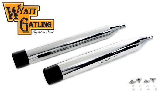 HARLEY Wyatt Gatling Chrome Muffler Set with Black Gun Barrel Ends fits 1995-2016 FLT,