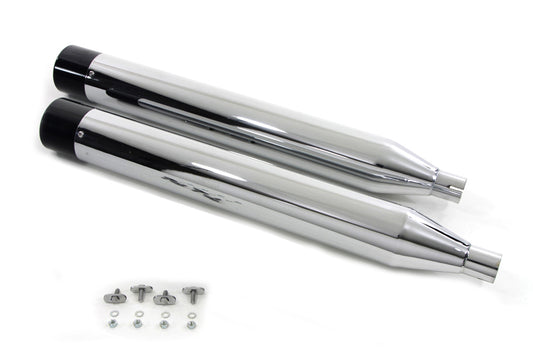 HARLEY Wyatt Gatling Chrome Muffler Set with Black Gun Barrel Ends fits 1995-2016 FLT,