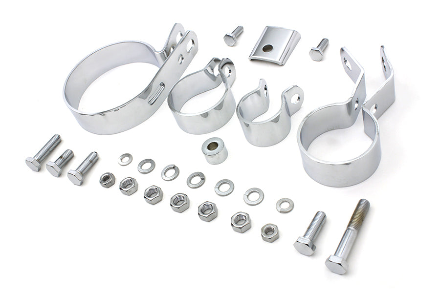 HARLEY Chrom-Auspuffschellen-Kit passend für 1941-1952 EL, 1941-1957 FL,