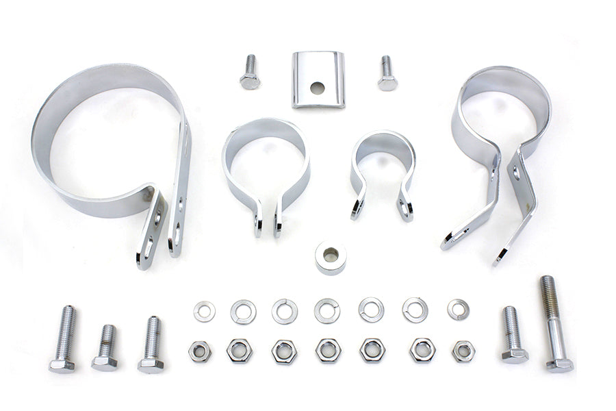 HARLEY Chrom-Auspuffschellen-Kit passend für 1941-1952 EL, 1941-1957 FL,