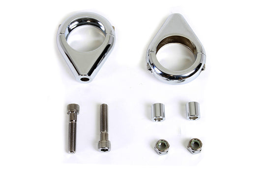 HARLEY Chrome Turn Signal Clamp Kit 39mm Forks Fits 0-  Custom, application for 39mm forks