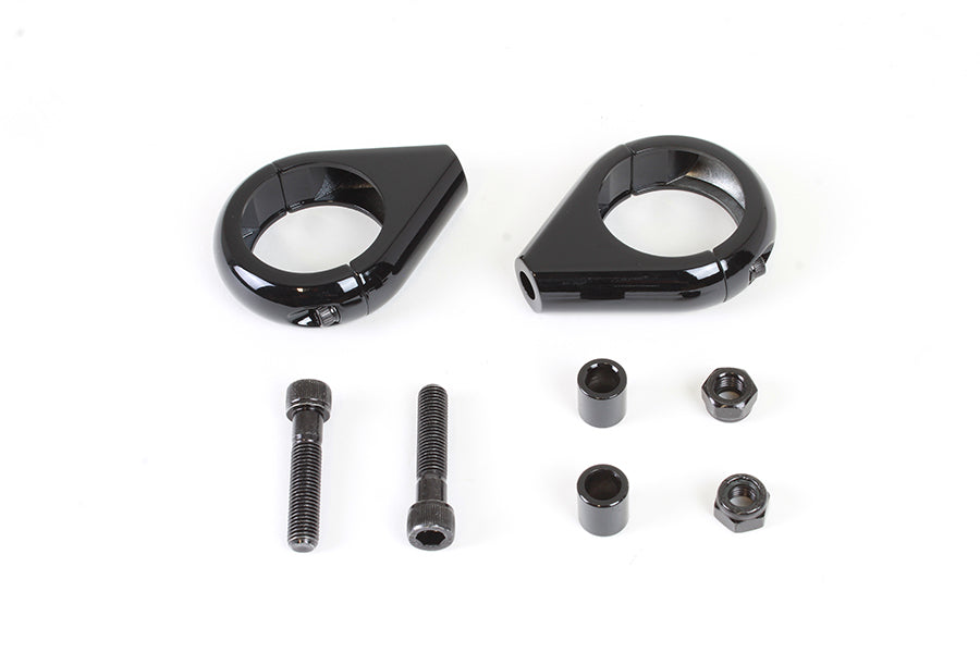 HARLEY Schwarzes Blinker-Klemmen-Set für 39-mm-Gabeln, passend für 0- Custom, Anwendung für 39-mm-Gabeln
