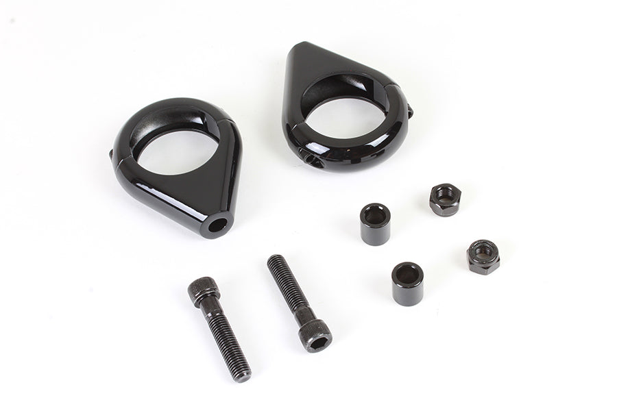 HARLEY Schwarzes Blinker-Klemmen-Set für 39-mm-Gabeln, passend für 0- Custom, Anwendung für 39-mm-Gabeln