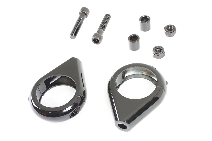HARLEY Schwarzes Blinker-Klemmen-Set für 39-mm-Gabeln, passend für 0- Custom, Anwendung für 39-mm-Gabeln