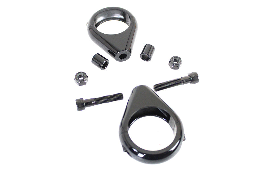 HARLEY Schwarzes Blinkerhalterungs-Kit 41mm Gabeln Passend für 0- Custom, Anwendung für 41mm Gabeln