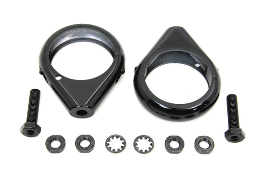 HARLEY Black Turn Signal Clamp Kit 49mm Forks Fits 0-  Custom, application for 49mm forks