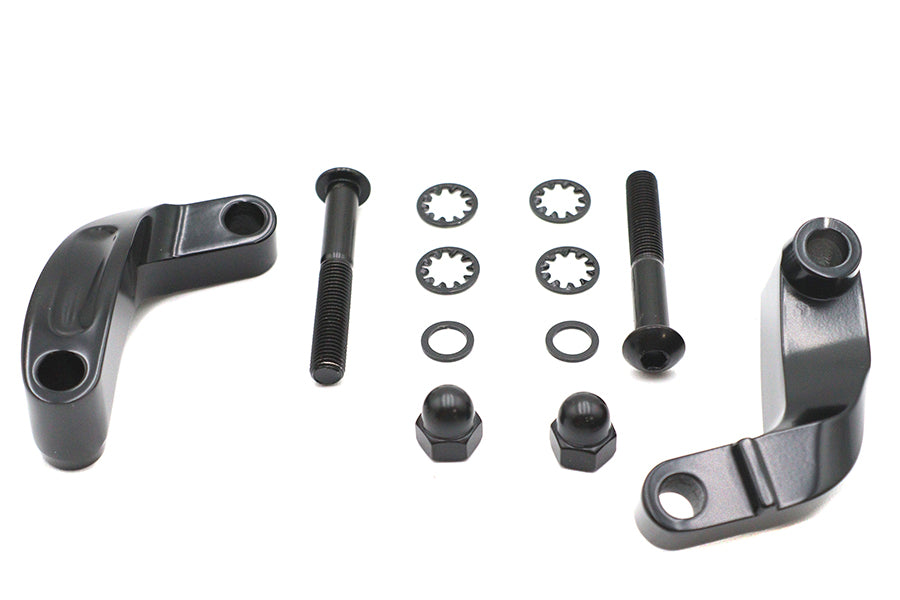 HARLEY Schwarzes glattes Spiegelversetzungs-Kit Passend für 2006-2017 FXD, 2008-UP FXST, 2008-UP FLST,