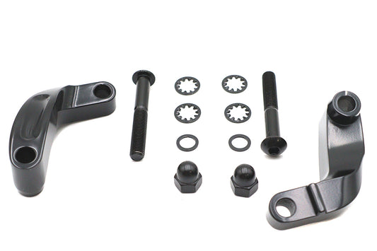 HARLEY Schwarzes glattes Spiegelversetzungs-Kit Passend für 2006-2017 FXD, 2008-UP FXST, 2008-UP FLST,