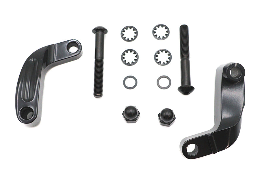 HARLEY Schwarzes glattes Spiegelversetzungs-Kit Passend für 2006-2017 FXD, 2008-UP FXST, 2008-UP FLST,