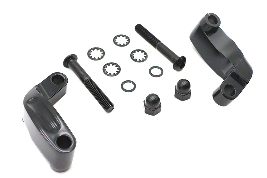 HARLEY Schwarzes glattes Spiegelversetzungs-Kit Passend für 2006-2017 FXD, 2008-UP FXST, 2008-UP FLST,