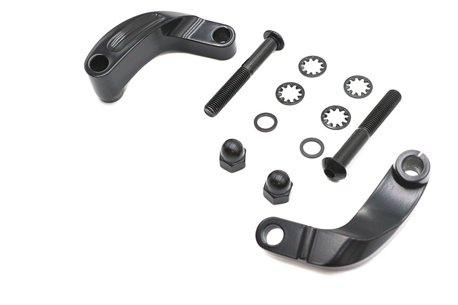 HARLEY Schwarzes glattes Spiegelversetzungs-Kit Passend für 2006-2017 FXD, 2008-UP FXST, 2008-UP FLST,