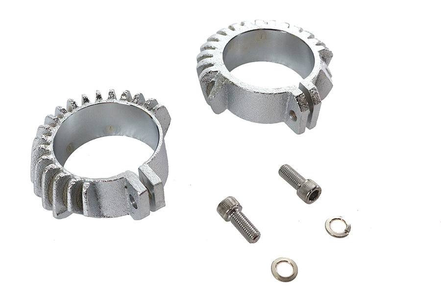 HARLEY Nachbau Chrom-Auspuffschellen-Set mit Rippen für 1948-1952 FL, 1948-1952 EL,