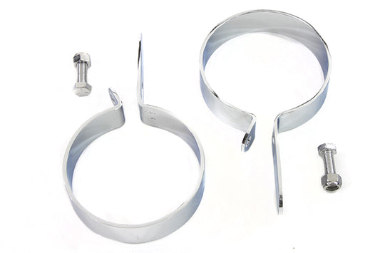 HARLEY Chrome 3-1/2 inch Muffler Body and End Hanger Clamp Set Fits 0-  Custom, application 0-  Cust