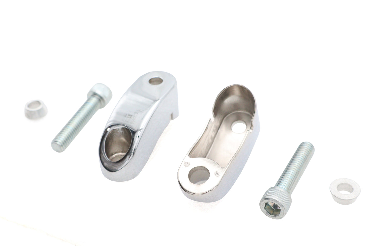 HARLEY Blinker Halterungsset Chrom Passend für 0-  Custom, Anwendung für 49mm Gabeln