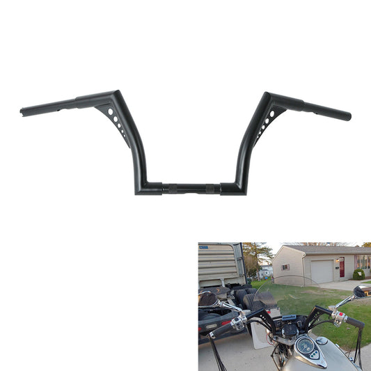 Custom Chrome HARLEY SATIN BLACK 1-1/4" BANDITS HANDLEBAR - FAT NARROW 10" RISE