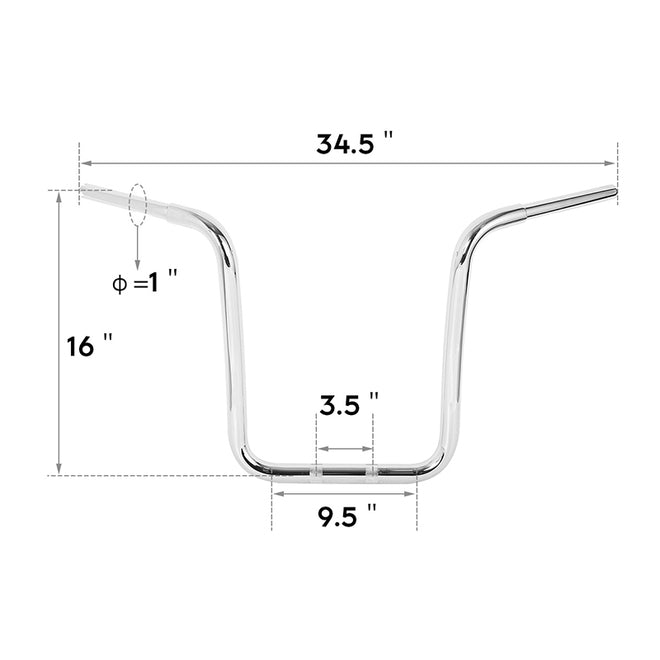 Custom Chrome HARLEY CHROME 1-1/4" THE CURVE APE HANGER 16" RISE