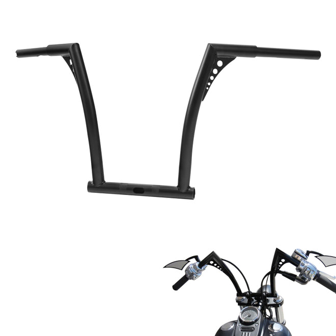 Custom Chrome HARLEY SATIN BLACK 1-1/4" BANDITS HANDLEBAR - FAT VERSION 16" RISE