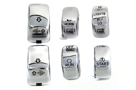 HARLEY Handlebar Switch Cap Set Chrome fits 2002-2017 VRSC,   1996-2013 XL,   1996-2013 XR,   1996-2013 FLHR,   1996-2011 FXD,   1998-2001 FLHRC,