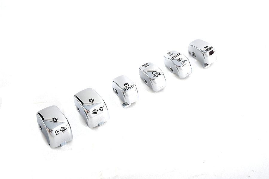 HARLEY Handlebar Switch Cap Set Chrome fits 2002-2017 VRSC,   1996-2013 XL,   1996-2013 XR,   1996-2013 FLHR,   1996-2011 FXD,   1998-2001 FLHRC,