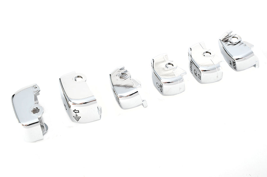 HARLEY Handlebar Switch Cap Set Chrome fits 2002-2017 VRSC,   1996-2013 XL,   1996-2013 XR,   1996-2013 FLHR,   1996-2011 FXD,   1998-2001 FLHRC,