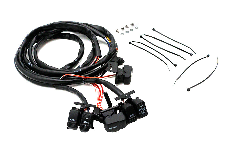 HARLEY Schwarz Lenkerschalter-Kit passend für 1996-2006 FXST, 1996-2006 FLST, 1996-2006 FLT, 1996-200
