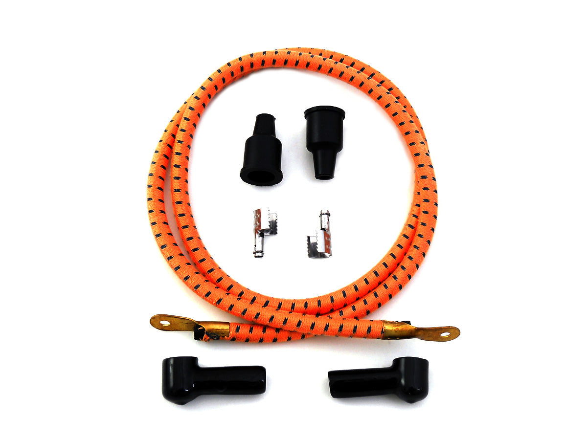 HARLEY 9mm Vintage Stoff Zündkerzenkabel-Kit passend für 1930-1934 VL, 1937-1948 UL, 1938-1940 EL, 19
