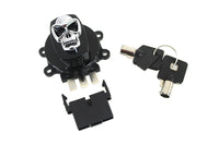 HARLEY Schwarzer Zündschalter mit Chrom-Totenkopf Passend für 1996-2010 FXST, 1996-2011 FXDWG, 1995-2013 F
