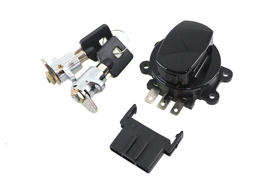 HARLEY Side Hinge Ignition Switch and Saddlebag Lock Kit Black fits 1998-2013 FLHR, with Hard Saddlebags